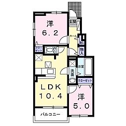 ヘキサパレス 2LDKの間取図画像