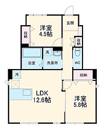 プチカーサ 1階2LDKの間取り