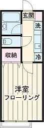 メイプルリーフ 2階1Kの間取り