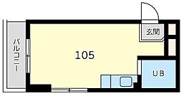 ビューポート 1階ワンルームの間取り