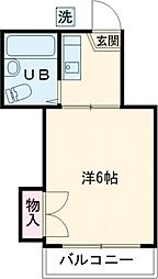 サンタハウス 1Kの間取図画像