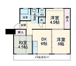 根貝戸団地　9号棟 4階3DKの間取り