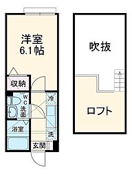 ラ・シャンブル溝の口 3階1Kの間取り