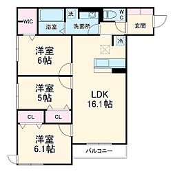 JR東海道本線 天竜川駅 徒歩23分の賃貸アパート 1階3LDKの間取り