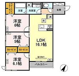 JR東海道本線 天竜川駅 徒歩23分の賃貸アパート 2階3LDKの間取り