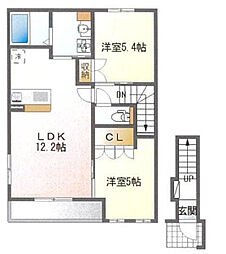 レジデンスさくら 2階2LDKの間取り