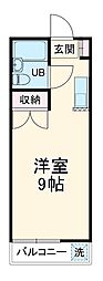 京王相模原線 京王よみうりランド駅 徒歩12分の賃貸マンション 2階ワンルームの間取り