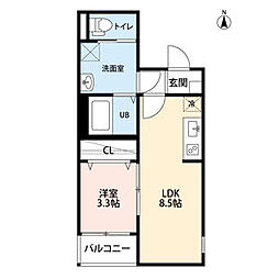 名鉄名古屋本線 堀田駅 徒歩12分の賃貸アパート 1階1LDKの間取り