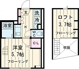 エクセラン高砂 3階1Kの間取り