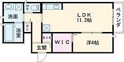 京王線 千歳烏山駅 徒歩9分の賃貸アパート 1階1LDKの間取り