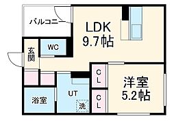 名古屋市営名城線 名城公園駅 徒歩5分の賃貸アパート 3階1LDKの間取り