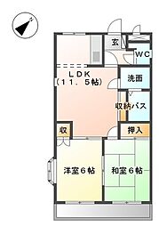 グランデールフジミ 2LDKの間取図画像