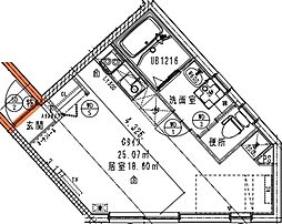 シュロス石神井公園 4階ワンルームの間取り