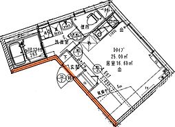 シュロス石神井公園 4階ワンルームの間取り