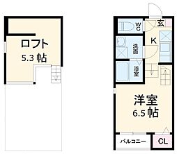 名古屋市営鶴舞線 塩釜口駅 徒歩6分の賃貸アパート 2階1Kの間取り