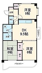 ローヤル樹林 3DKの間取図画像