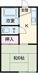 コーポさかえ 2階1Kの間取り