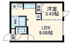 名古屋市営東山線 本陣駅 徒歩8分の賃貸マンション 3階1LDKの間取り