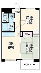 カピトール川崎I 4階2DKの間取り