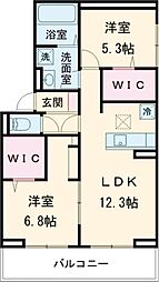 Ｄ−ｒｏｏｍ上山門 1階2LDKの間取り