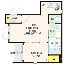 名鉄常滑線 道徳駅 徒歩3分の賃貸アパート 3階1LDKの間取り