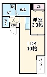 Warren hekinannishikiII 1階1LDKの間取り