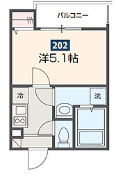 MELDIA三鷹 2階1Kの間取り