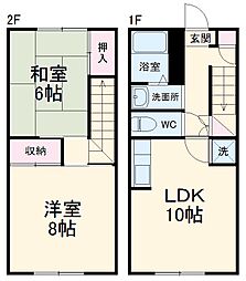 光陽ハイツＢ 1階2LDKの間取り