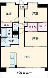 グランシャリオ空港東 6階3LDKの間取り