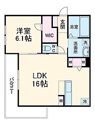 名古屋市営東山線 上社駅 徒歩32分の賃貸アパート 1階1LDKの間取り