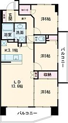 レーベンリヴァーレ町田ルージタワー 9階3LDKの間取り