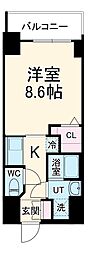 JR東海道本線 安城駅 徒歩9分の賃貸マンション 3階1Kの間取り