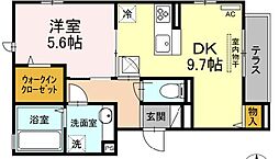 グリーングラス2 1LDKの間取図画像