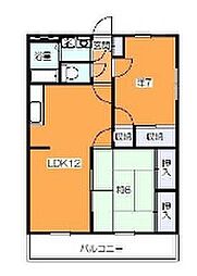 アベニールB 1階2LDKの間取り
