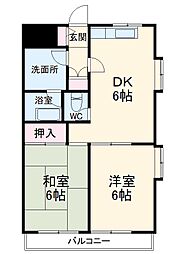 ロードサイドヒルズ 5階2LDKの間取り