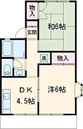 クレサンベール 2階2Kの間取り