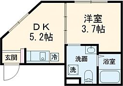 西武池袋線 練馬駅 徒歩12分の賃貸マンション 5階1DKの間取り