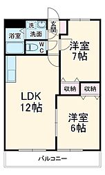 アベニールＡ 1階2LDKの間取り
