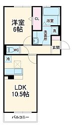 ロイジェントパークスレイクタウンIIIＩ 1階1LDKの間取り