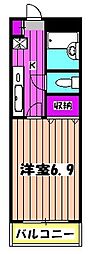 JR総武線 西船橋駅 徒歩6分の賃貸マンション 4階1Kの間取り