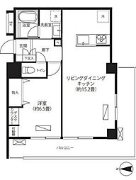 コスモリード西日暮里 2階1LDKの間取り