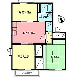 JR横浜線 橋本駅 バス20分 内出下車 徒歩6分の賃貸アパート 2階3DKの間取り