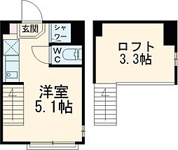 エクラール 1階ワンルームの間取り
