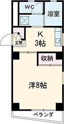 京王線 京王八王子駅 徒歩5分の賃貸アパート 2階1Kの間取り