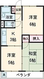 京王相模原線 京王多摩センター駅 徒歩13分の賃貸マンション 3階3Kの間取り