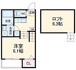 名古屋市営名城線 志賀本通駅 徒歩5分の賃貸アパート 1階1Kの間取り