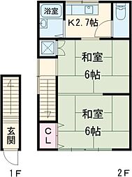 第7もはん 2階2Kの間取り