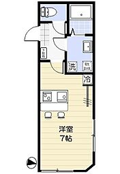 西武新宿線 武蔵関駅 徒歩10分の賃貸マンション 3階ワンルームの間取り