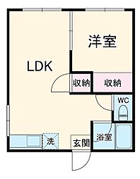 スカイコート佐倉 1階1LDKの間取り