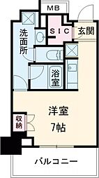 プラウドタワー平井 9階ワンルームの間取り